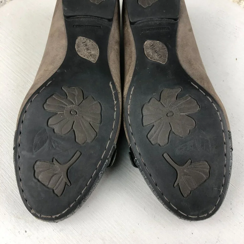 Born Women's Size 8 Masia Brown Leather Cap Toe Buckle Slip On Ballet Flats